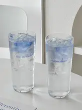 超薄型斜めグラス【ブルー文字・カクテル用・コリンズグラス・長飲み】