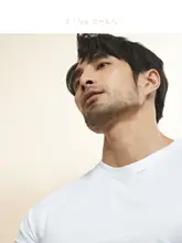 ZINGCHEN メンズシルクTシャツ【弾力・抗変形・短袖・白・ラウンドネック】