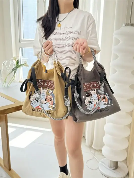 刺繍入りエコバッグ【ナイロン製・手持ち・ショルダー・斜め掛け可能】