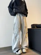 ワイドレッグデザインのデニムパンツ【メンズ・大きなポケット・ヴィンテージスタイル・ルーズフィット】