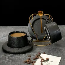 高級陶器製 コーヒーカップ【エレガントなデザイン・アフタヌーンティー用・ラテアート適用】（セットアップ対応）