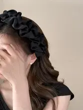 ブラック広幅プリーツヘアバンド【上品さと日常使いに最適】