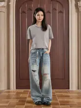 ヴィンテージ風ダメージ加工半袖Tシャツ【軽やかで上質感】