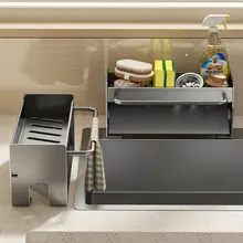 キッチン用収納ラック【水切り機能・穴あけ不要・調味料収納対応】