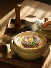 ミニ土鍋 陶器 ヴィンテージ 直火用 家庭用 煮込み スープ お粥 炊き込みご飯