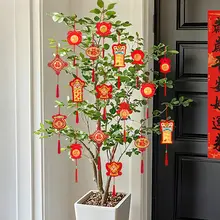 お祝い装飾グリーン植物の馬年ムードセットアップ装飾【新年桜の花ぶら下げ装飾】（セットアップ対応）