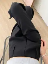 リラクシングブレンドのブラックフレアパンツ【足長効果・低ウエスト・カジュアル】（セットアップ対応）