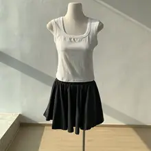 バレエ風ハイウエストショートパンツ【Aライン・ワイドレッグ・ウエストゴム・夏用・カジュアル】