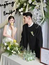 オリジナルデザインの新中式結婚式用ジャケット【デザインスーツ・敬酒服・ウエディング用】（セットアップ対応）