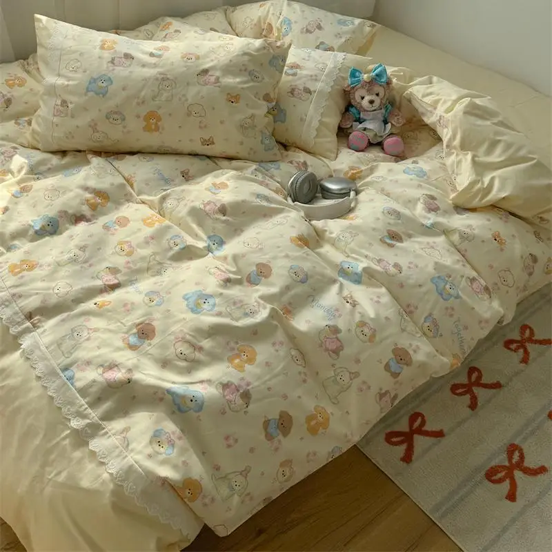 可愛い犬のパーティー！全棉製カートゥーンデザインの小型犬ベッドセット