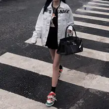 BABY SNAKE デニムジャケット【ユニセックス・ゆったりフィット・ホワイト・アンティーク仕上げ】
