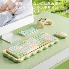 抹茶風デザインの無線キーボード＆マウス【充電式・女性向け・ノートパソコン用】（セットアップ対応）
