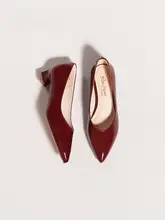 春用 フランス風 ポイントトゥ ブロックヒールパンプス【通勤用・女性用】