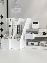 デスクトップ用組み立て式書類収納ラック【ペンホルダー付き・多段階・オフィス用】