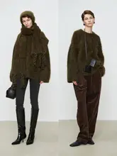 極上の柔らかさのスーパーモヘアのロングセーター【ラウンドネック・豊かな毛並み】