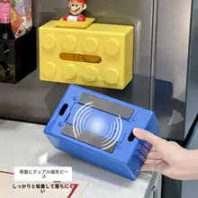 カラフルな積木デザインのティッシュボックス【リビング・オフィス用・スプリング付き・装飾用】