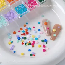 カラフルなトッピングのネイルアクセサリー【春夏用・樹脂製・丸型】