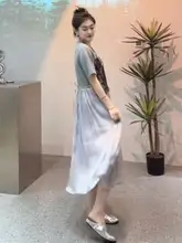 レース切り替えのフレンチスタイルドレス【大きいサイズ・着痩せ効果・夏用】（セットアップ対応）