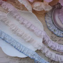 品質の粉色と紫のドッグトゥースレースのフリル付ドレス用装飾材料【ハンドメイド・花の縁飾り】