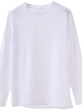 白色のゆったりした長袖Tシャツ【コットン・重ね着対応・カジュアルスタイル】（セットアップ対応）