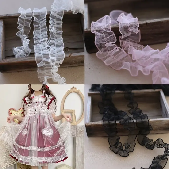 幅5CMのネットレースレースプリーツハンドメイド