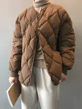 冬用ダウンコート【短丈・菱形デザイン・大きいサイズ・フードなし】