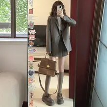 グレーのジャケット【韓国風・ゆったりシルエット・カジュアル・春秋用】