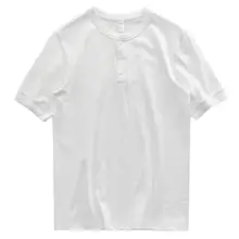 アメリカンヴィンテージ ハードコットンTシャツ【ホワイト・260G・ヘンリーネック・メンズ・短袖】