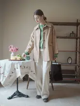 Marchnoon カーキ色コットン風衣【デザイン性のあるゆったりシルエット・小柄向け】