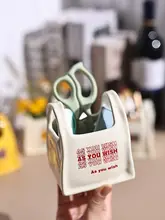 笑顔デザインの陶器製箸立て【持ち手付き・カトラリー収納用】