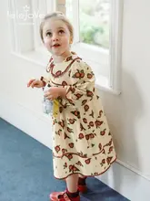 南欧風 子供用コットンワンピース【ナチュラル・スウィートデザイン・長袖】（セットアップ対応）
