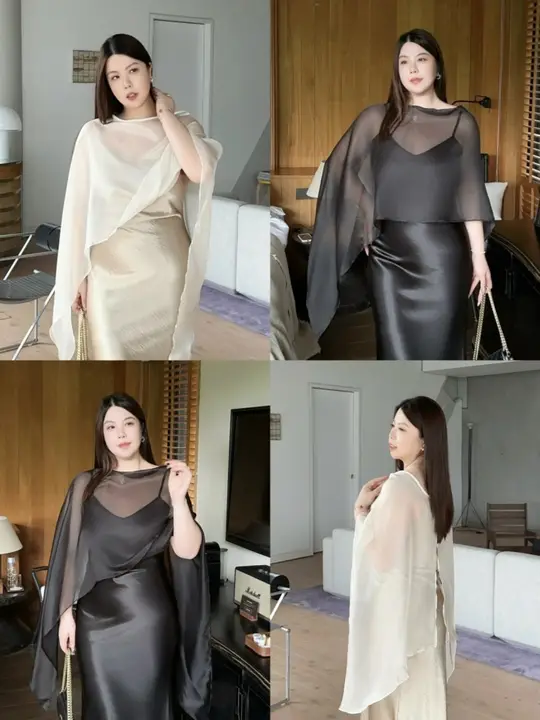 優雅なシフォンカーディガン【体型カバー・大きいサイズ・紫外線対策・夏用】