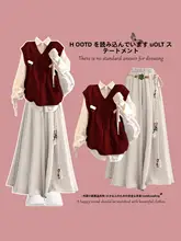 春にぴったりな赤のニットワンピース【アカデミックスタイル・長袖】