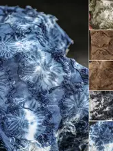 藍と白の藻染めデザイン綿麻生地【手作り・植物染色・テクスチャー】