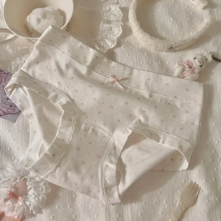 フラワープリントのフレンチスタイルパンティ【抗菌・ロングクロッチ】（セットアップ対応）