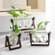 花瓶 木製スタンド 水耕栽培 観葉植物 おしゃれ デスクトップ オフィス 室内 モダン インテリア雑貨