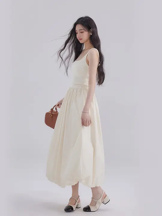 カラー切り替えフラワーデザインのカジュアルワンピース【ニット・織り生地・フレンチスタイル】