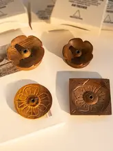 ネパール製 木製手描き蓮の花香炉【大直径・インテリア装飾用】