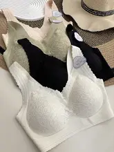 花柄レース ブラジャー【シームレス・ソフトサポート・絹とモダール混合・通気性・細ストラップ】