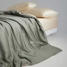 リネン調サテン生地の快適な掛け布団カバー【極上の柔らかさ・夏用・四点布団カバーセ ット】（セットアップ対応）