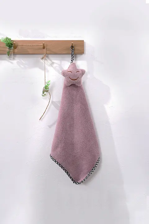 かわいいカートゥーンデザインの吸水タオル【キッチン用・掛け紐付き・ハンドタオル・トイレ用】