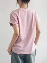 夏用 雪花棉素材の短袖Tシャツ【肩掛けデザイン・ゆったりシルエット】