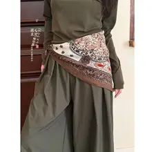 高級感あるデザイン！麻と綿のスカーフ【ウエストアクセサリー・首に巻くスタイル】