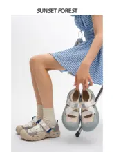 魔術テープ付きスポーツサンダル【春夏用・カジュアルデザイン・ブローチスタイル】（セットアップ対応）