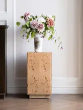 ITALY製 桃花芯木製のサイドテーブル【アート展示・リビング用・寝室用収納】