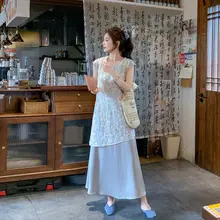 フランス風レース刺繍タンクトップ【甘美なデザイン・Tシャツ・スカート・セットアップ対応】