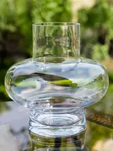 透明ガラス花瓶【大口径・水栽培用・インテリア装飾】