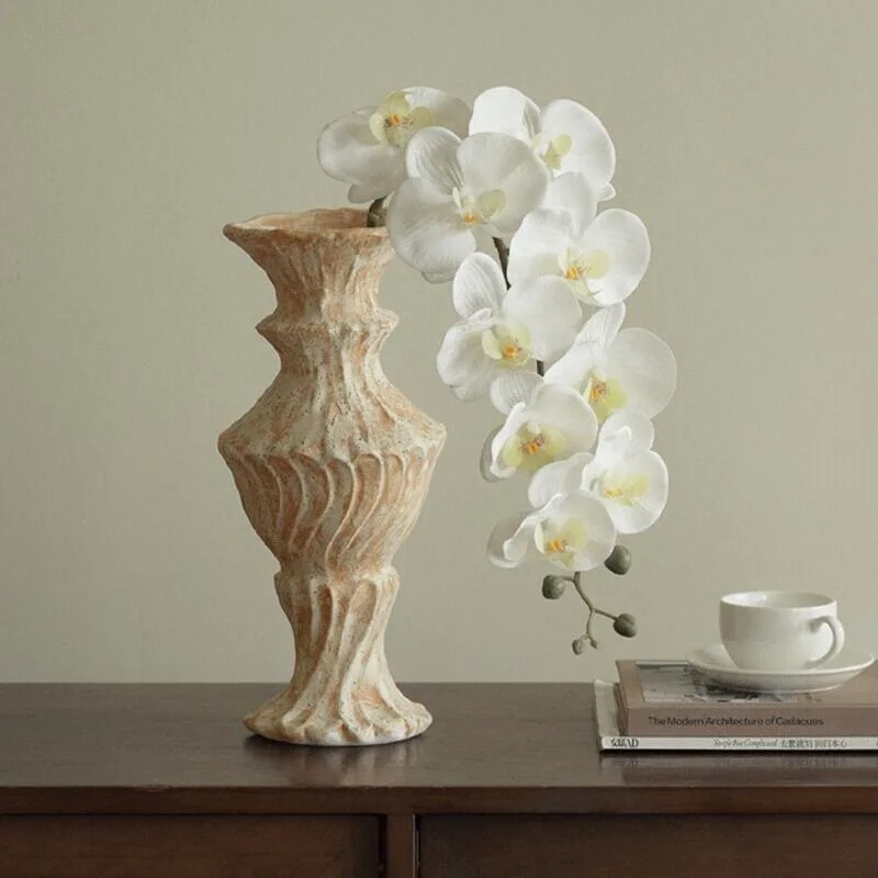 栗石デザインの陶器製花瓶【ヴィンテージ風・アートデコ・インテリア用】