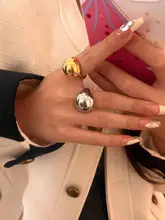 光沢感のある卵殻風オーバルリング【ヒップホップスタイル・開口デザイン・指先に個性を表現】