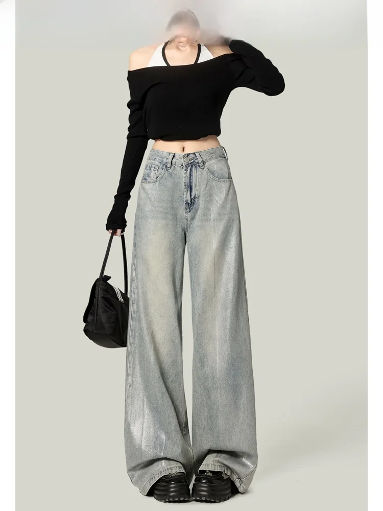Forever 21 ニッチ ホット シルバー レトロ ブルー ジーンズ：2026年春季リリースの女性向けリラックススタイルパンツ